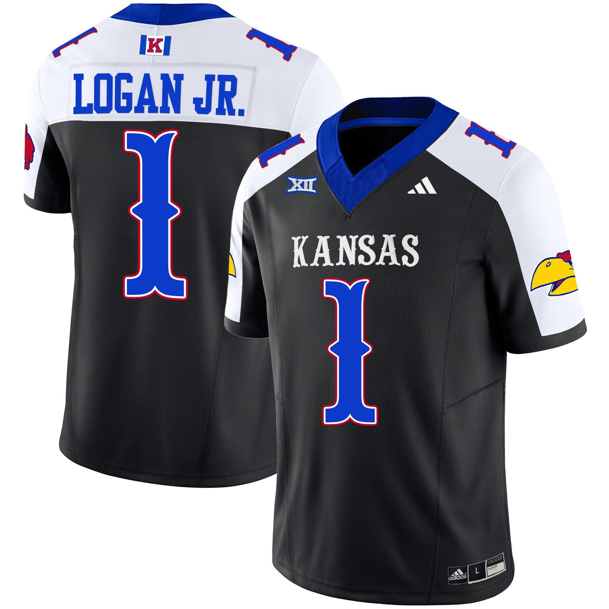 Men Kansas Jayhawks #1 Logan jr Black 2024 Blackhawk Vapor Limited NCAA Jersey style 1->indianapolis colts->NFL Jersey